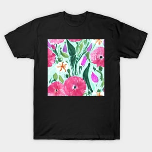 poppys on green T-Shirt